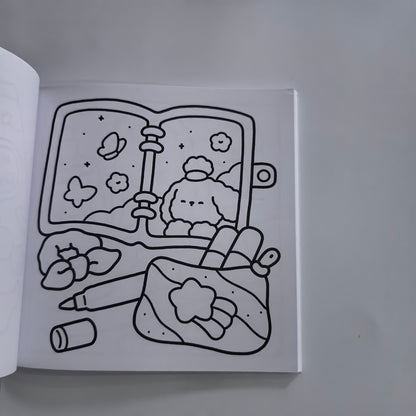 Stress Relief Drawing Book, Self Care Coloring Book for Adults, with Cute and Easy Illustrations, Perfect Gift