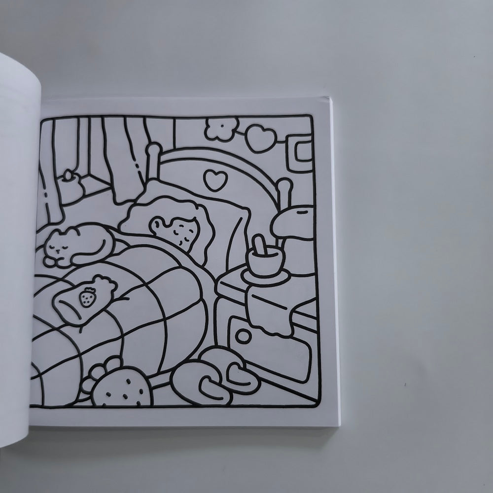 Stress Relief Drawing Book, Self Care Coloring Book for Adults, with Cute and Easy Illustrations, Perfect Gift