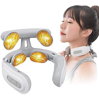 Multifunctional Electric Hot Compress, 4 Heads Neck Massager, Shoulder Cervical Massager, Pulse Neck Protector