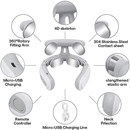 Multifunctional Electric Hot Compress 4 Heads Neck Massager Shoulder Cervical Massager Pulse Neck P 4