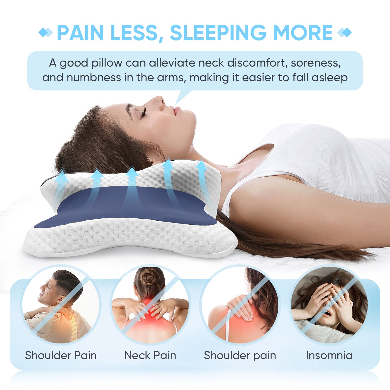Cervical Pillow Memory Foam Pillow Neck Support Contour Ergonomic Orthopedic Neck Pain Relief For A 2