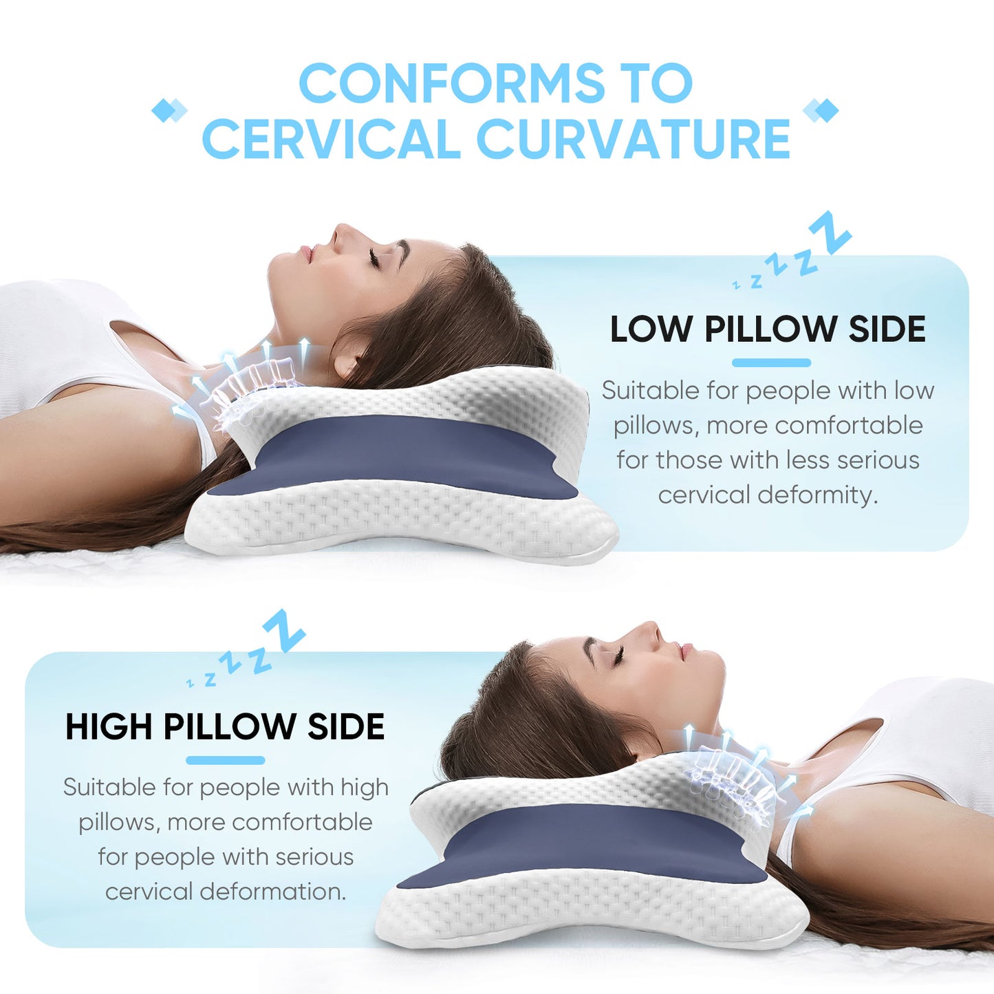 Cervical Pillow Memory Foam Pillow Neck Support Contour Ergonomic Orthopedic Neck Pain Relief For A 4