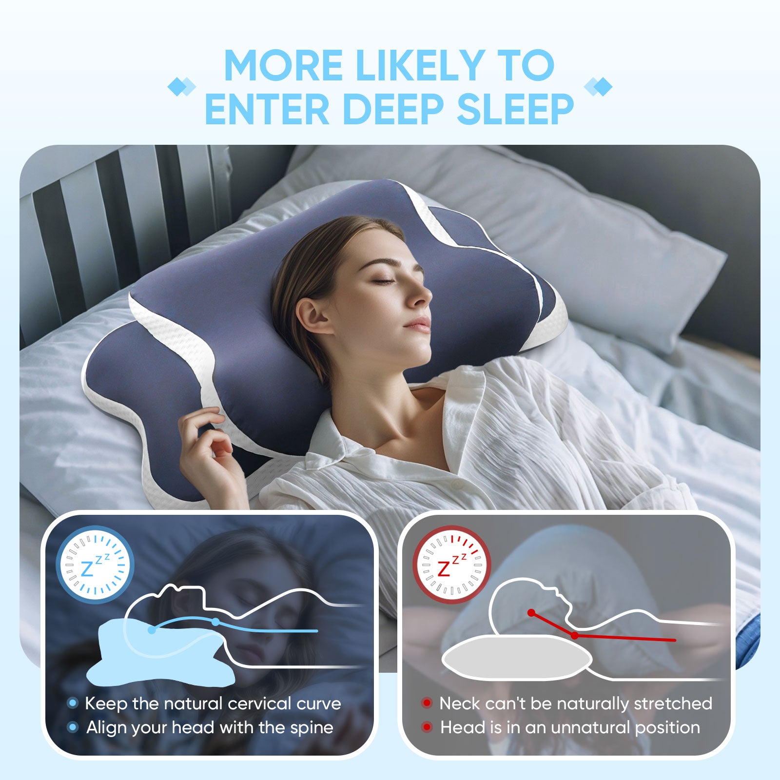 Cervical Pillow Memory Foam Pillow Neck Support Contour Ergonomic Orthopedic Neck Pain Relief For A 5