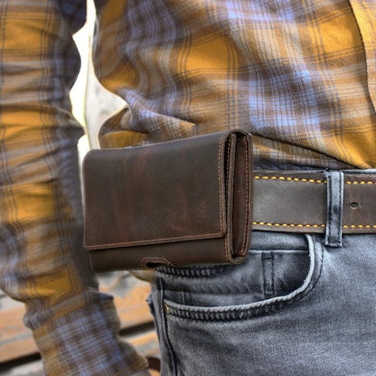 Genuine Leather Mens Waist Bag – Vintage Travel Fanny Pouch and Phone Belt Wallet