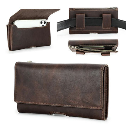 Genuine Leather Mens Waist Bag  Vintage Travel Fanny Pouch And Phone Belt Wallet 2