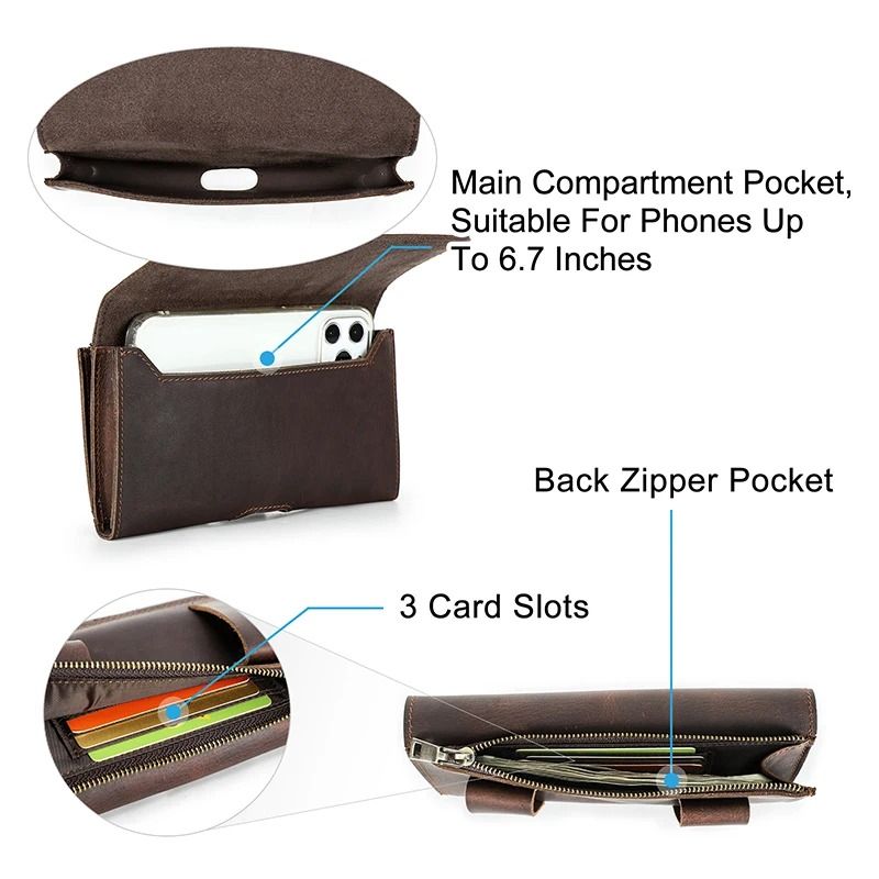 Genuine Leather Mens Waist Bag  Vintage Travel Fanny Pouch And Phone Belt Wallet 4