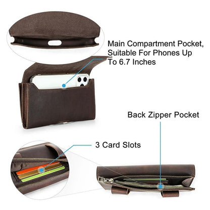 Genuine Leather Mens Waist Bag  Vintage Travel Fanny Pouch And Phone Belt Wallet 4