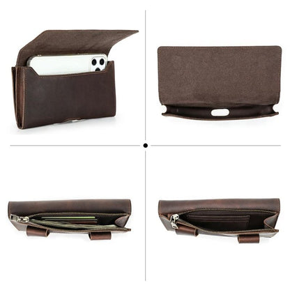 Genuine Leather Mens Waist Bag  Vintage Travel Fanny Pouch And Phone Belt Wallet 5
