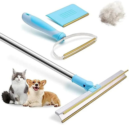 Telescopic Carpet Rake and Pet Hair Remover Set