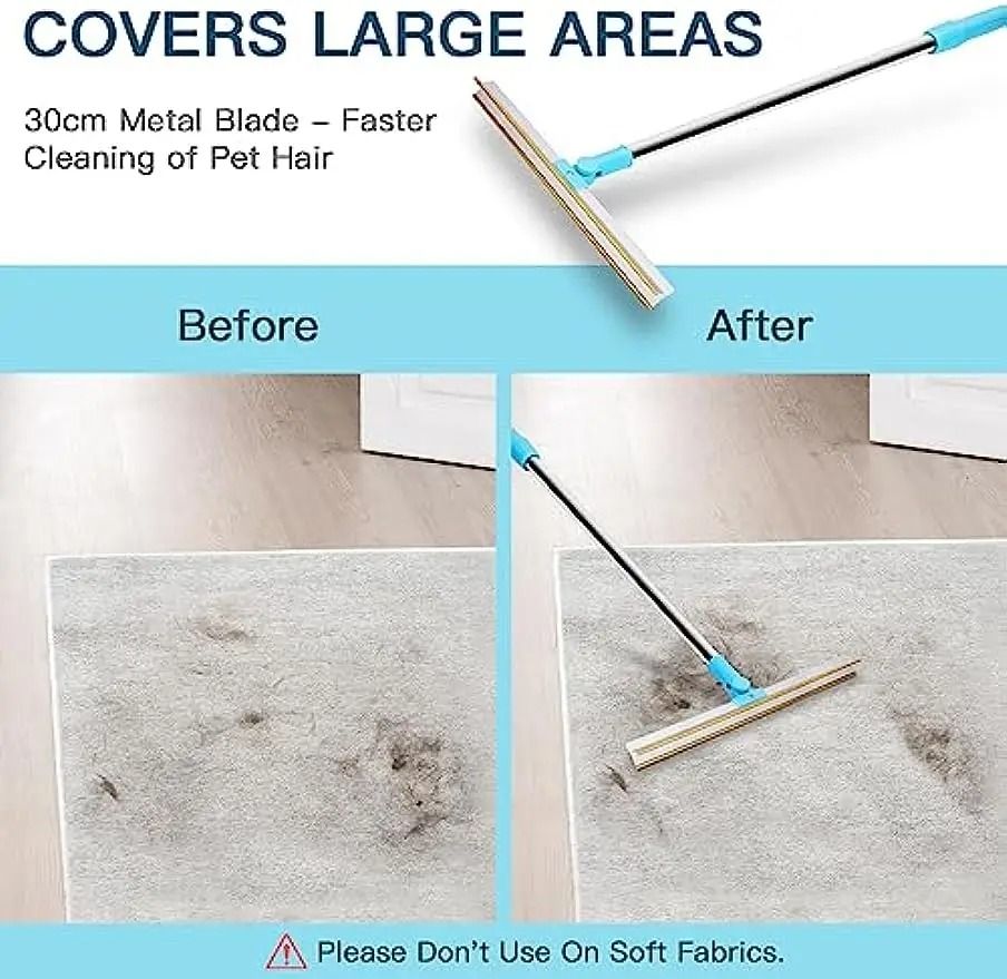 Telescopic Carpet Rake And Pet Hair Remover Set 2
