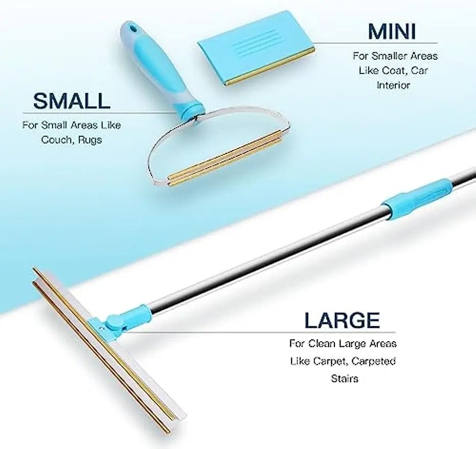 Telescopic Carpet Rake And Pet Hair Remover Set 5
