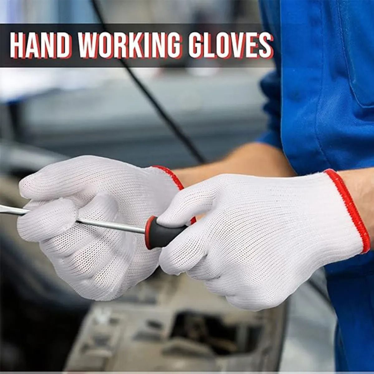 Cotton Safety Grip Work Gloves Pack 12 Pairs 1