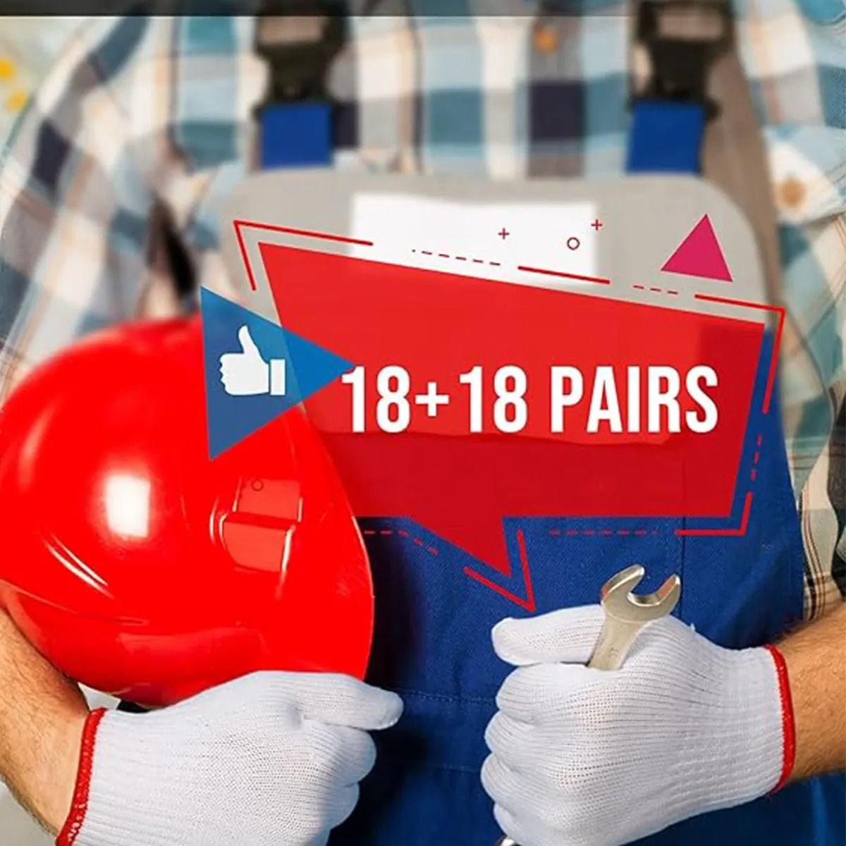 Cotton Safety Grip Work Gloves Pack 12 Pairs 2