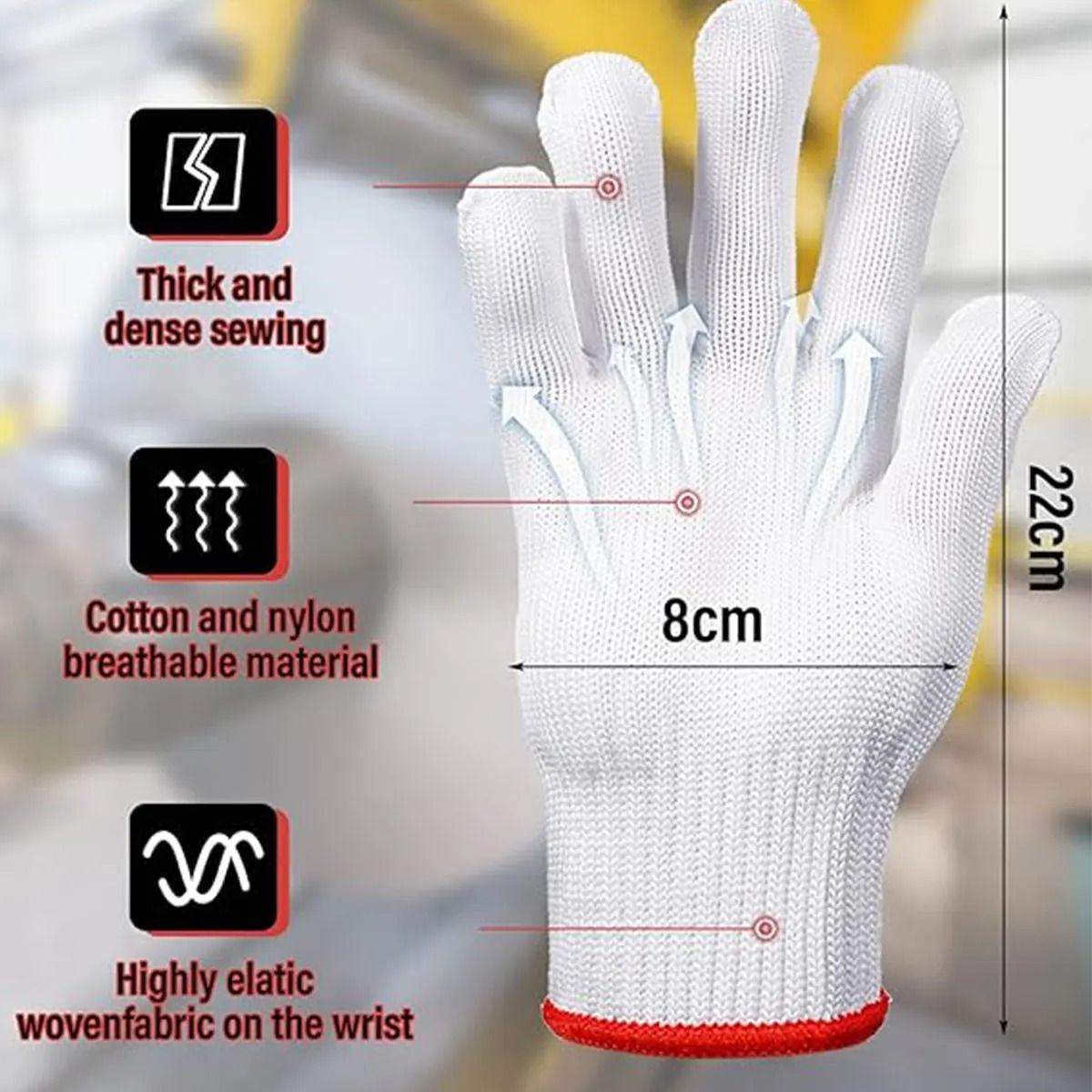 Cotton Safety Grip Work Gloves Pack 12 Pairs 4