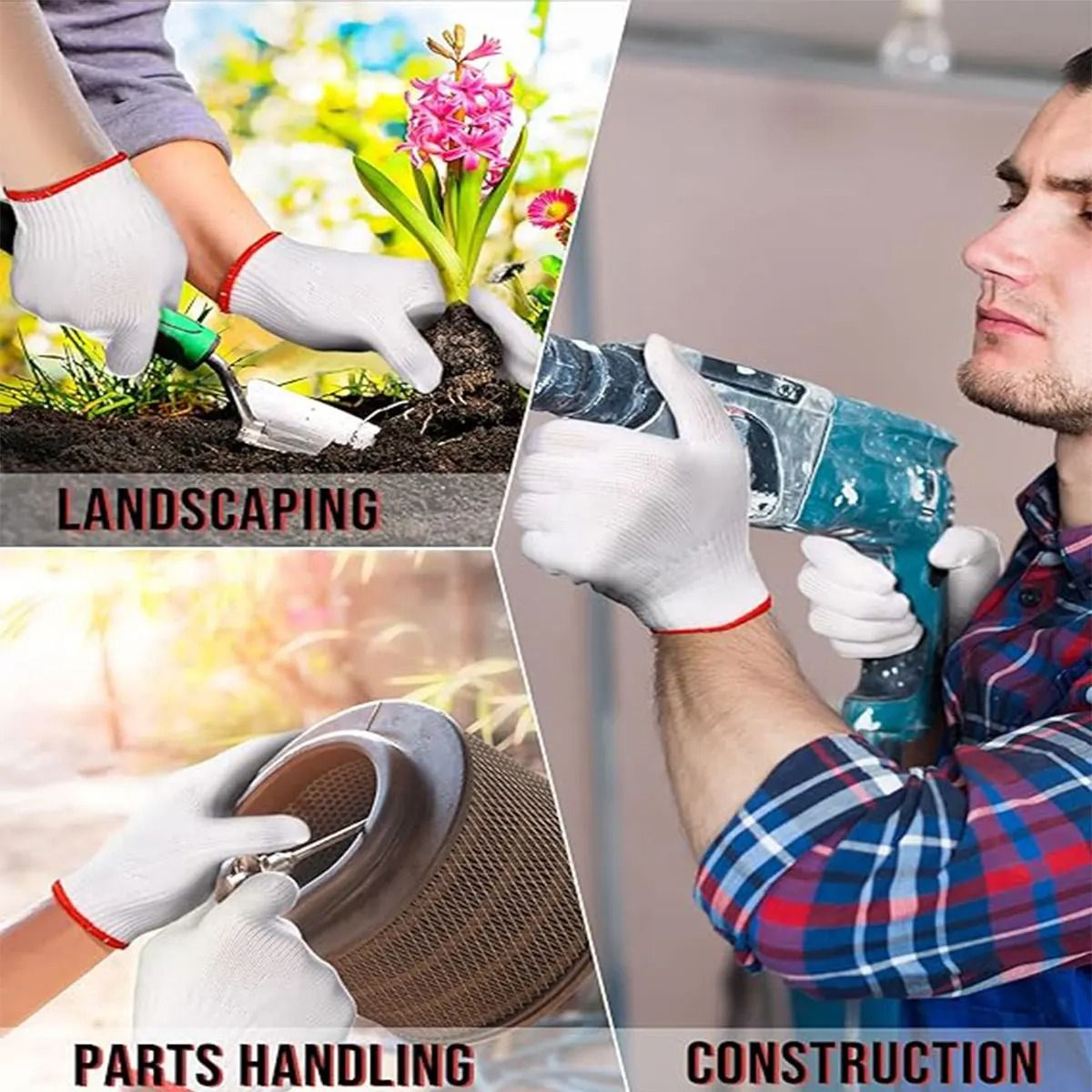 Cotton Safety Grip Work Gloves Pack 12 Pairs 5