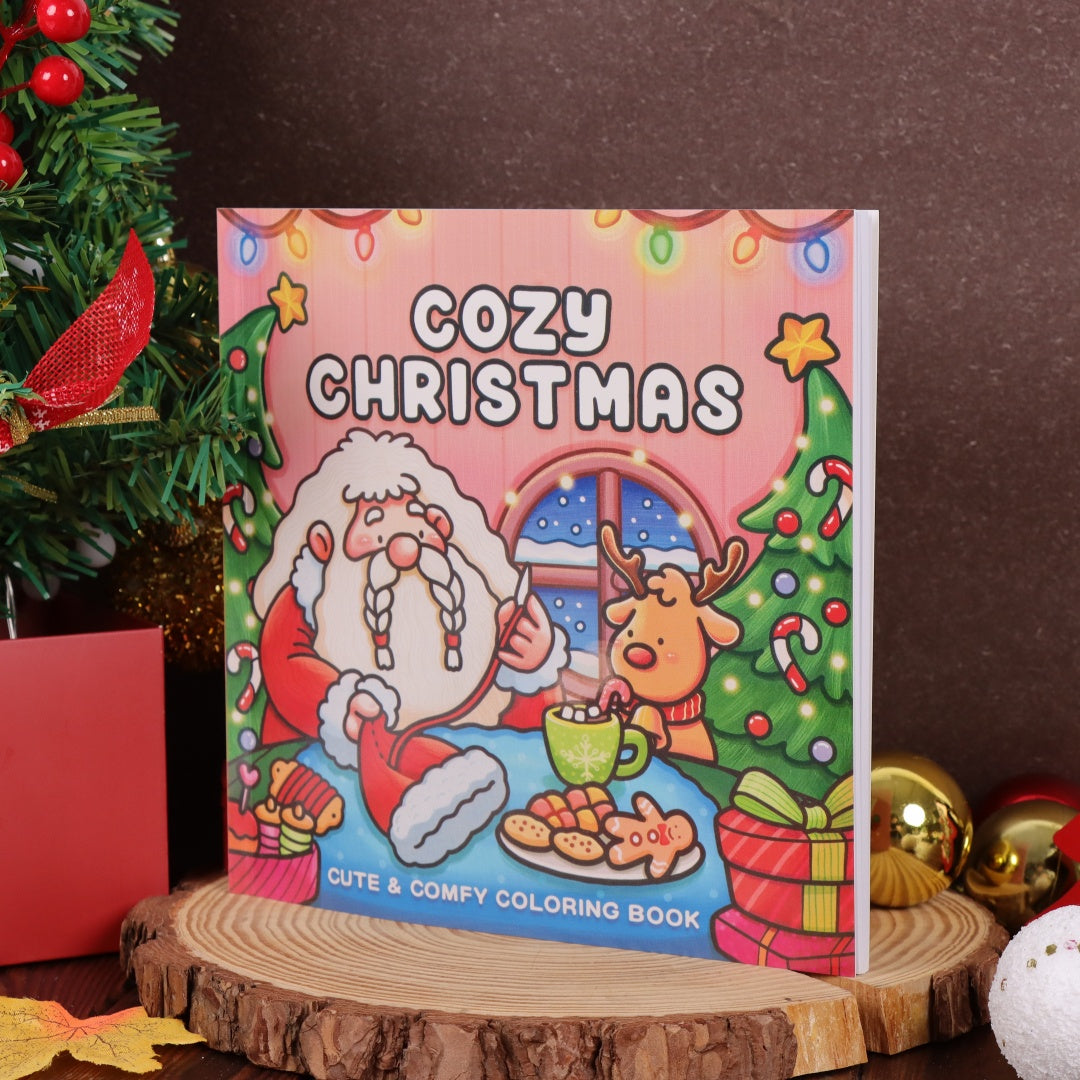 Cozy Christmas Coloring Book, Educational Montessori Drawing Toy, Cartoon Stress Relief Paperback, Painting Gift