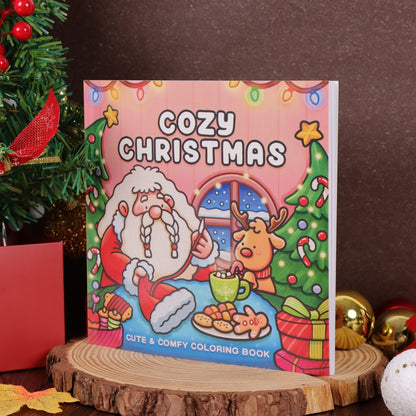 Cozy Christmas Coloring Book, Educational Montessori Drawing Toy, Cartoon Stress Relief Paperback, Painting Gift