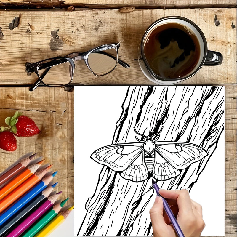 Cute Insects and Bugs Coloring Book for Adults, Premium Colouring Book for Stress Relief, Unique Drawing Supplies