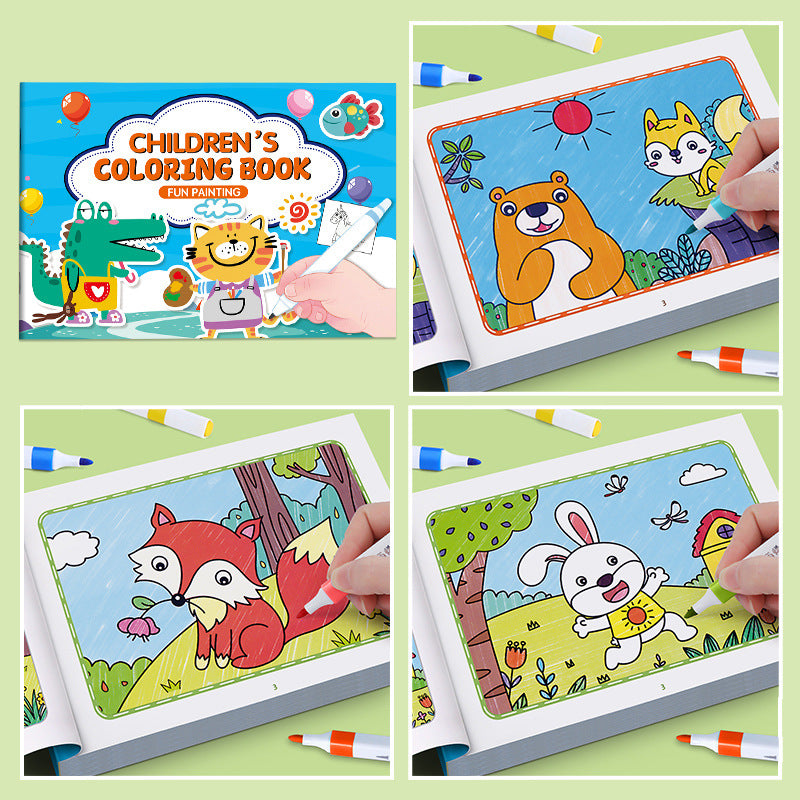 Fun Coloring Book for Kids, Cartoon Animal Drawing Book, Graffiti Art, Ideal for Children