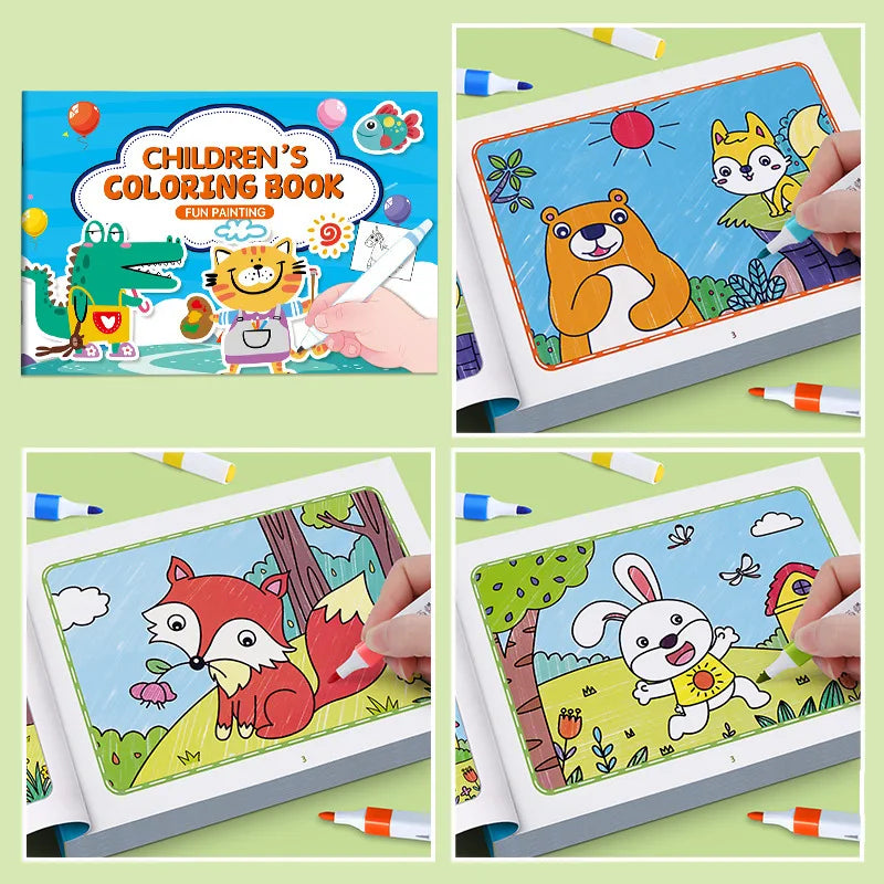 Fun Coloring Book for Kids, Cartoon Animal Drawing Book, Graffiti Art, Ideal for Children