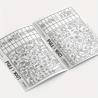Interactive Seek And Find Coloring Book, Educational Puzzle Workbook for Kids, Alphabet, Number, and Pinyin Activity