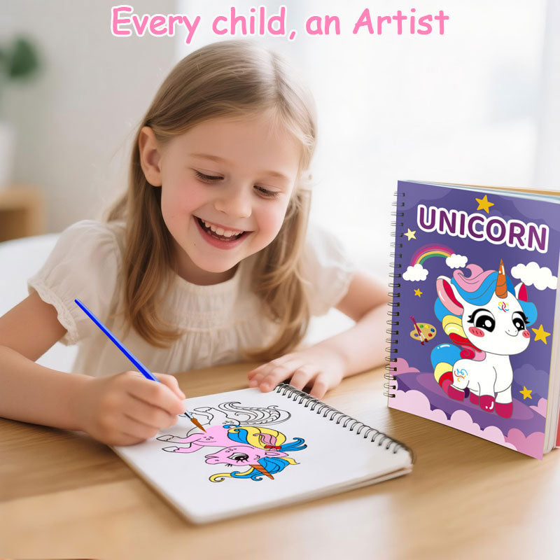 Montessori Kids Watercolor Coloring Book All In One Art Set Creative Educational Gift Built In Pain 3