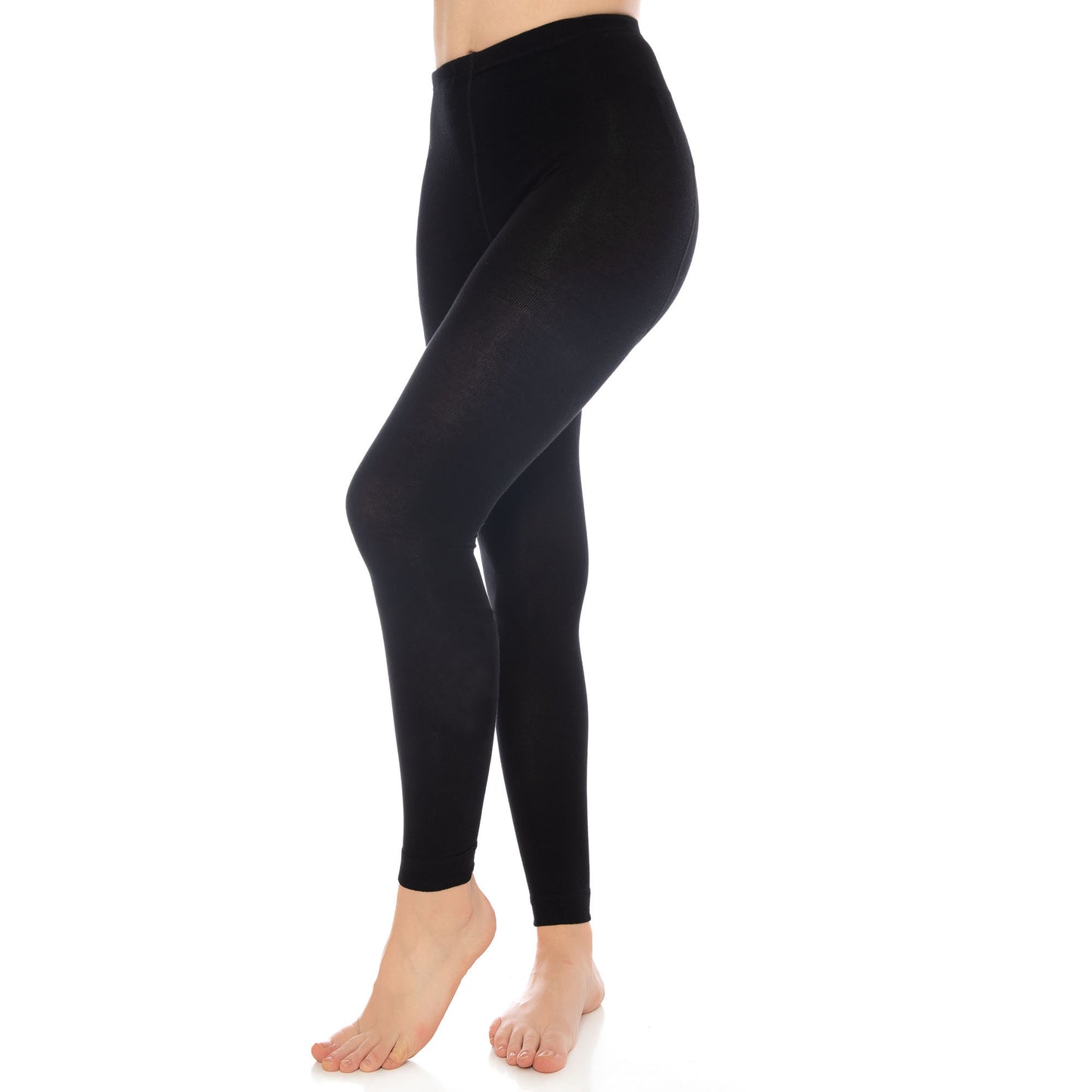 Soft Stretchy Black Thermal Leggings For Women Microfiber Full Length Leggings 4