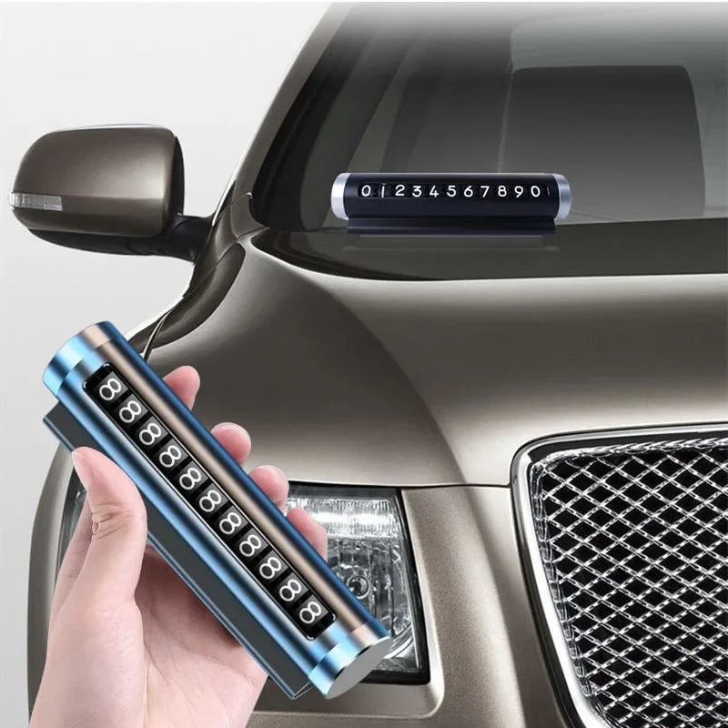 Universal Metal Phone Number Plate Car Temporary Parking Card Aluminum Park Stop Tag Auto Accessori 2