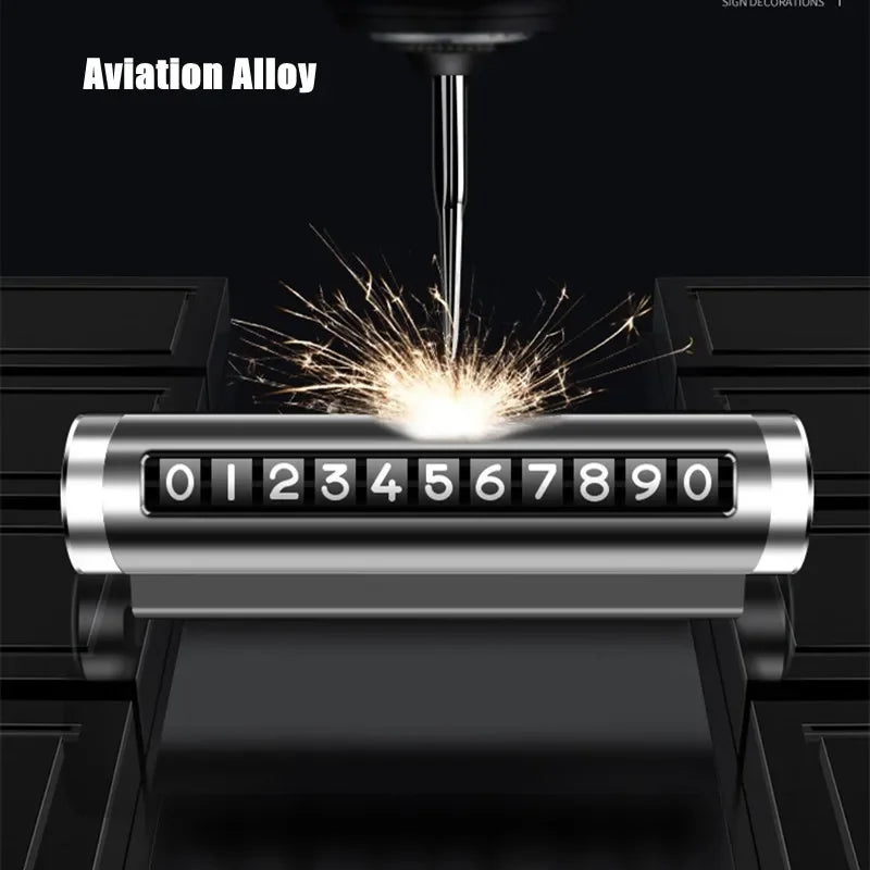 Universal Metal Phone Number Plate Car Temporary Parking Card Aluminum Park Stop Tag Auto Accessori 1