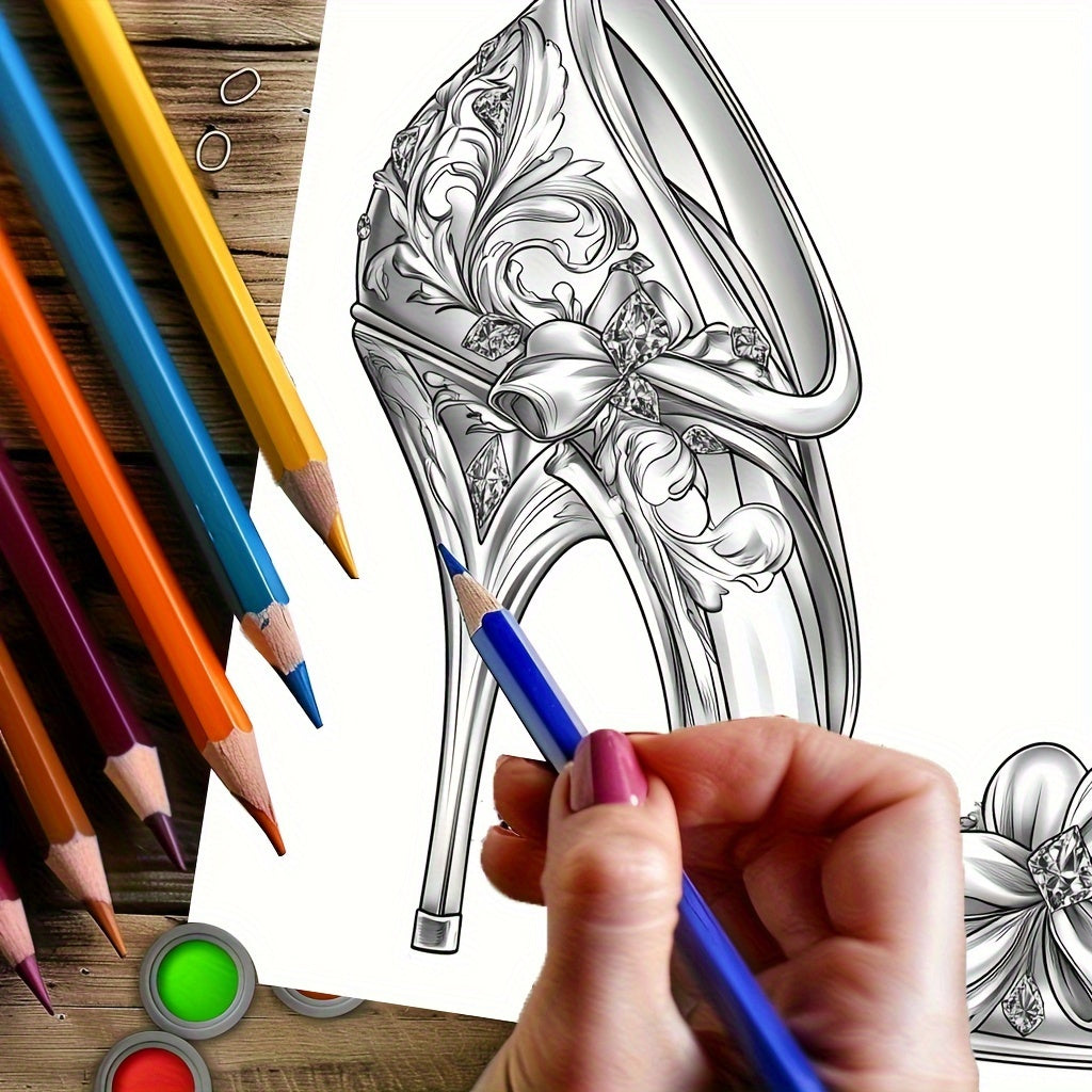Dreamy High Heels Coloring Book For Adults Stress Reduction Colouring Relaxation Art Therapy Valent 1