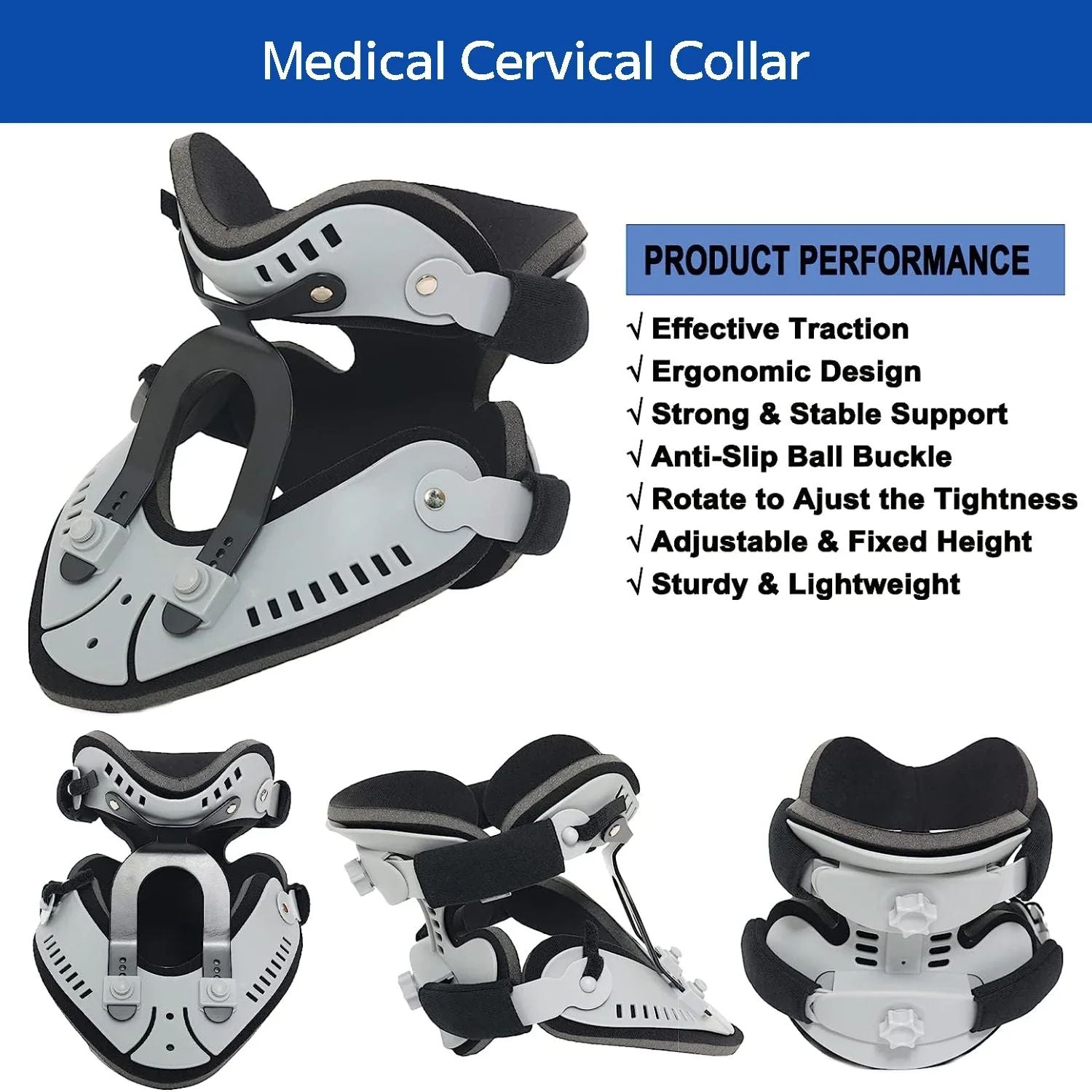 Adjustable Cervical Collar Neck Brace Support Orthosis Pain Relief Traction Spine Alignment Fixable 4