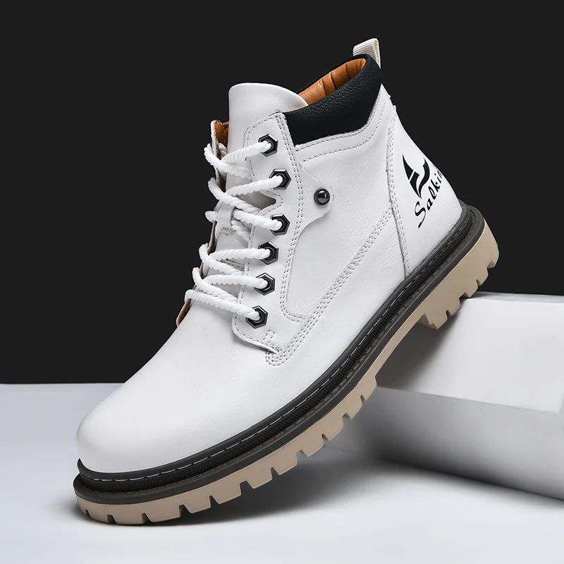 High Top Handmade Men Boots Ankle Winter Leather Shoes Outdoor Hiking Sneakers Hombres Botas Anti S 4