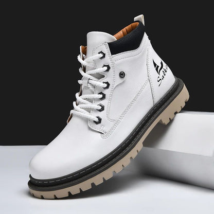 High Top Handmade Men Boots Ankle Winter Leather Shoes Outdoor Hiking Sneakers Hombres Botas Anti S 4