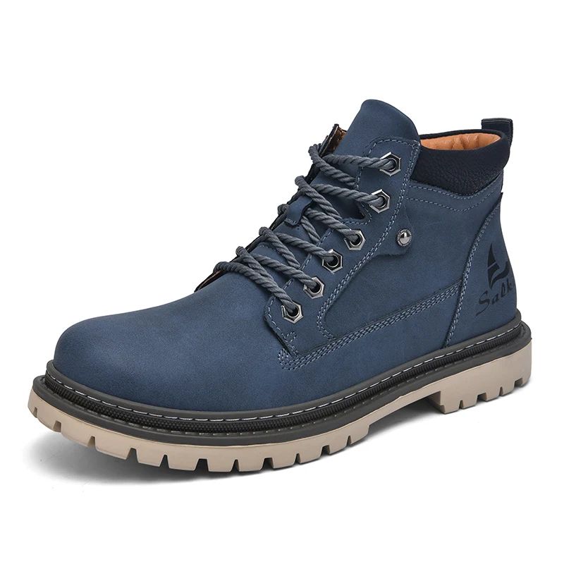 High Top Handmade Men Boots Ankle Winter Leather Shoes Outdoor Hiking Sneakers Hombres Botas Anti S 6