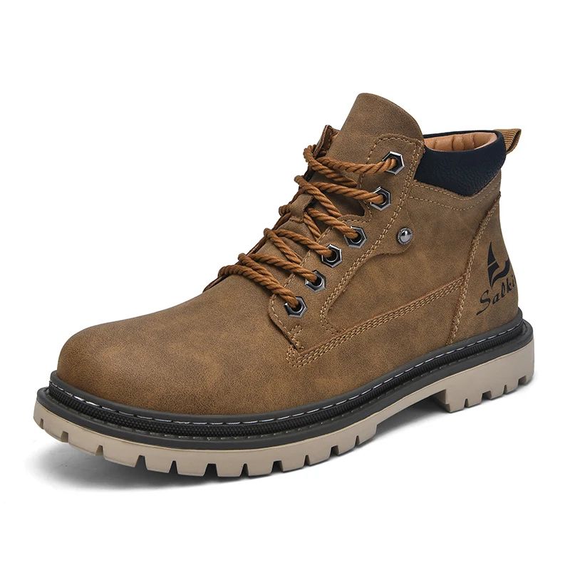 High Top Handmade Men Boots Ankle Winter Leather Shoes Outdoor Hiking Sneakers Hombres Botas Anti S 7