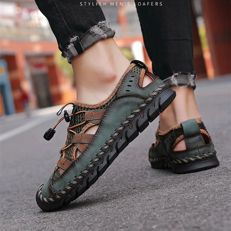Summer Mens Sandals Hot Sale Outdoor Nonslip Shoes Handmade Leather Men Sneakers Fashion Footwear 3