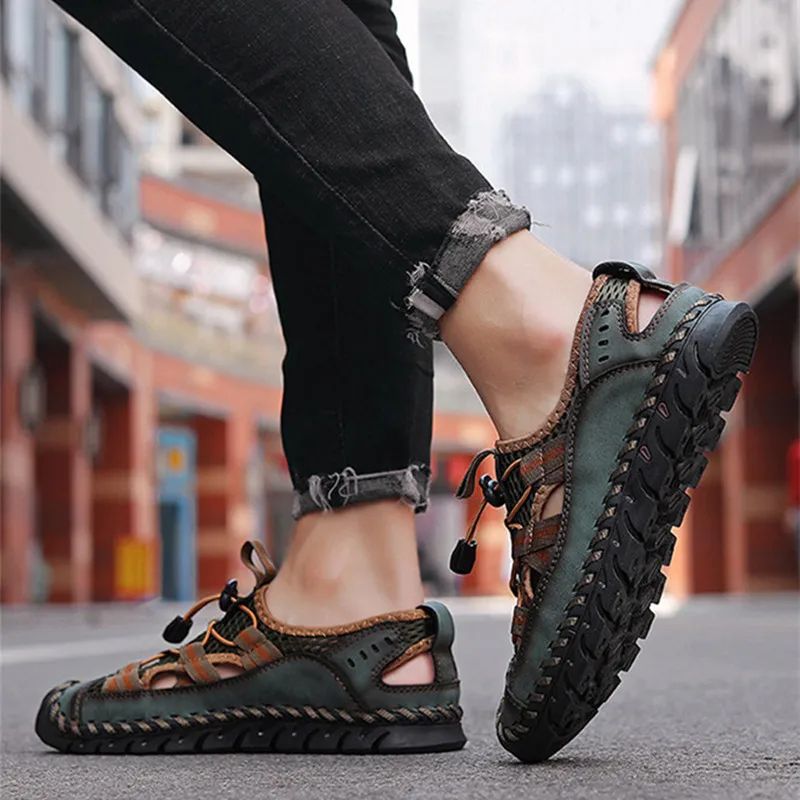 Summer Mens Sandals Hot Sale Outdoor Nonslip Shoes Handmade Leather Men Sneakers Fashion Footwear 4