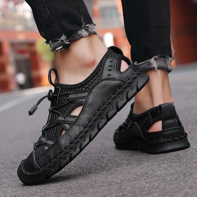Summer Mens Sandals Hot Sale Outdoor Nonslip Shoes Handmade Leather Men Sneakers Fashion Footwear 7