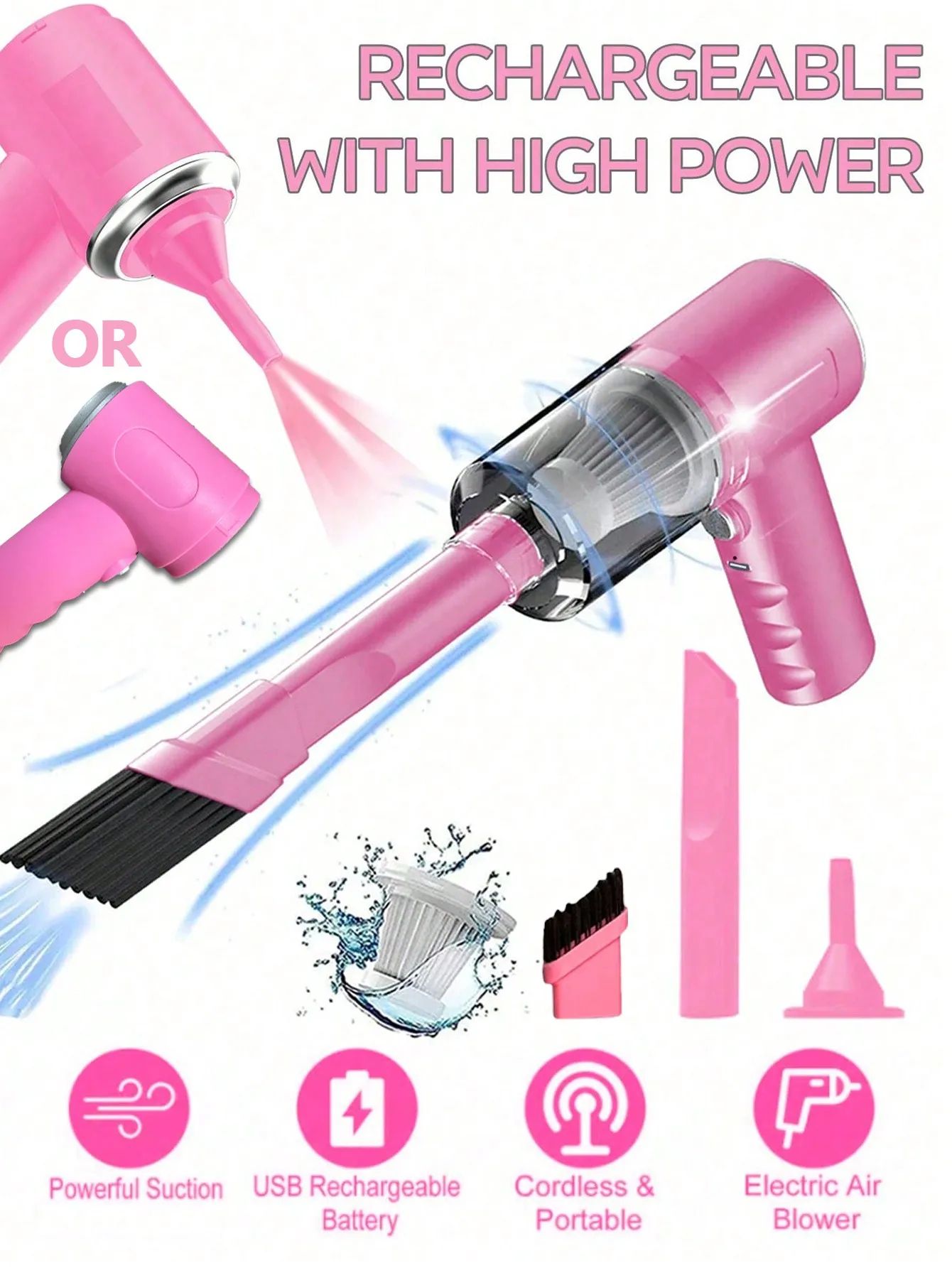 Vacuum Combination Cleaner Integrated Suction And Blowing USB Charging Compact Car Household Vacuum 5