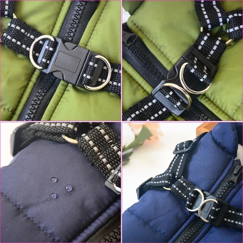 Waterproof Big Dog Coat Large Pet Dog Jacket With Harness Winter Warm Clothes For Labrador  French
