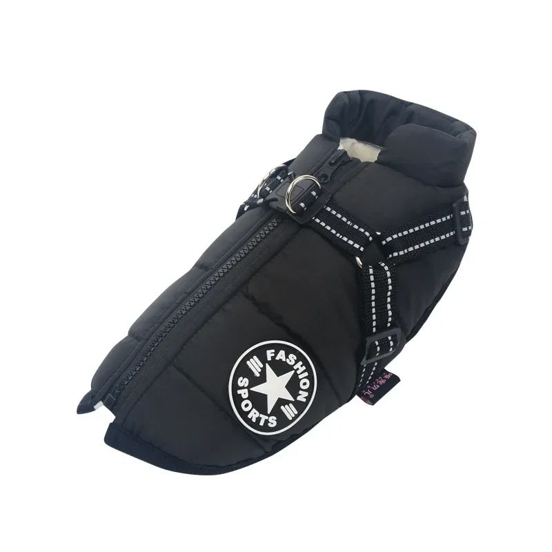 Waterproof Big Dog Coat Large Pet Dog Jacket With Harness Winter Warm Clothes For Labrador  French