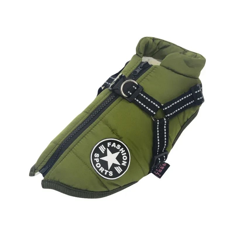 Waterproof Big Dog Coat Large Pet Dog Jacket With Harness Winter Warm Clothes For Labrador  French