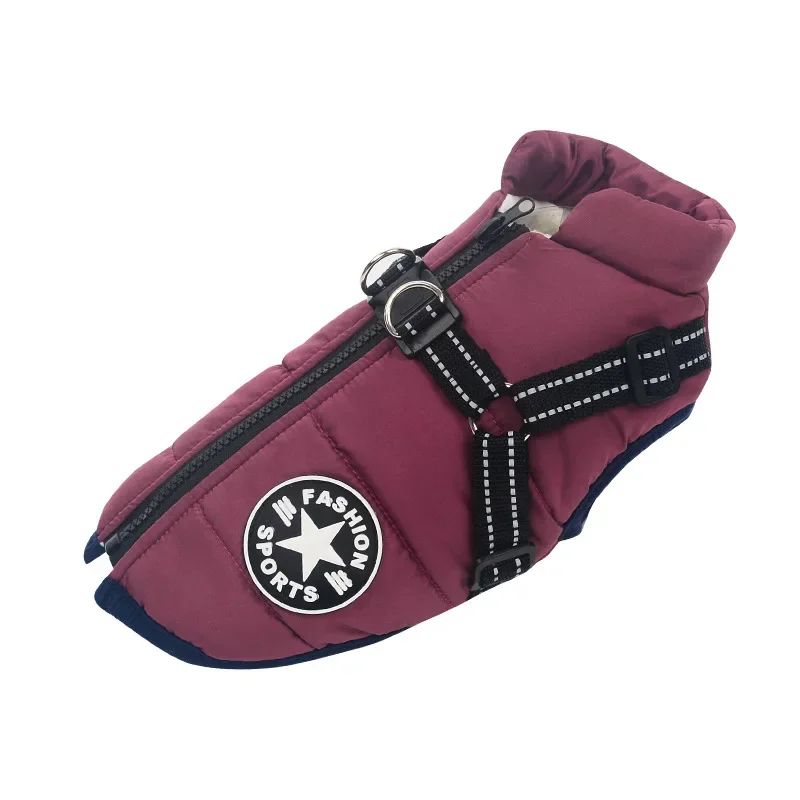 Waterproof Big Dog Coat Large Pet Dog Jacket With Harness Winter Warm Clothes For Labrador  French