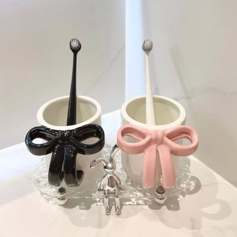 Luxury Ceramic Toothbrush Cup Set Creative Minimalist Design His And Hers For Couples Stylish Home  4