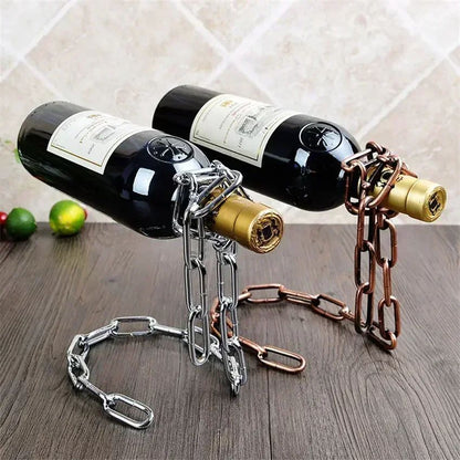 Magical Suspension Wine Rack, Single Bottle Display, Iron Chain Holder for Kitchen, Bar, Cellar, Dining Room Decor