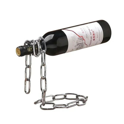 Magical Suspension Wine Rack Single Bottle Display Iron Chain Holder For Kitchen Bar Cellar Dining  1