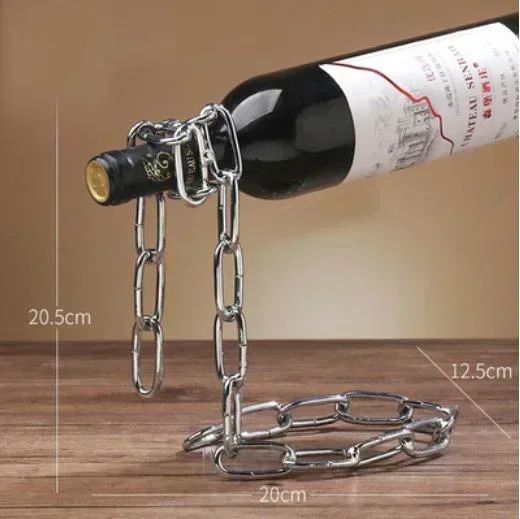 Magical Suspension Wine Rack Single Bottle Display Iron Chain Holder For Kitchen Bar Cellar Dining  3