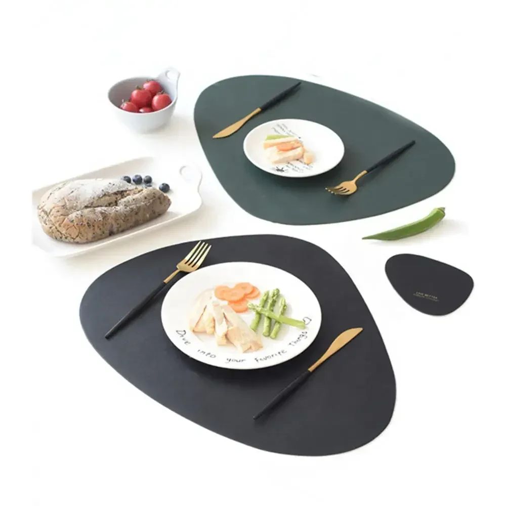 Triangle Leather Place Mats Non Slip Insulation Pads For Kitchen Dining Table Modern Nordic Decor S 2