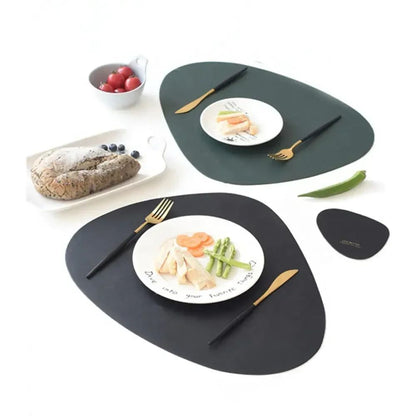 Triangle Leather Place Mats Non Slip Insulation Pads For Kitchen Dining Table Modern Nordic Decor S 2