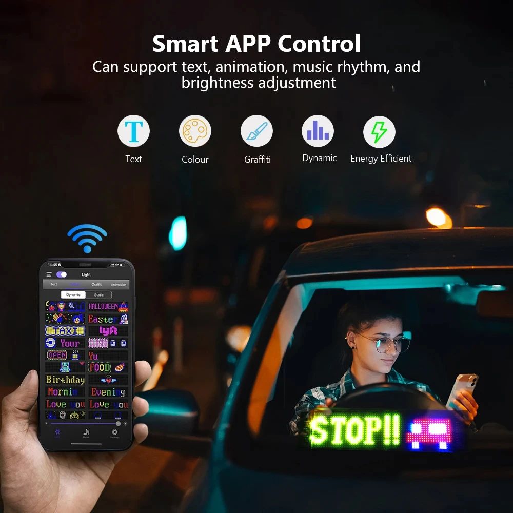 LED Matrix Pixel Panel Devil Eyes Flexible Display For Car Truck Window Demon Eye Lights APP Contro 3